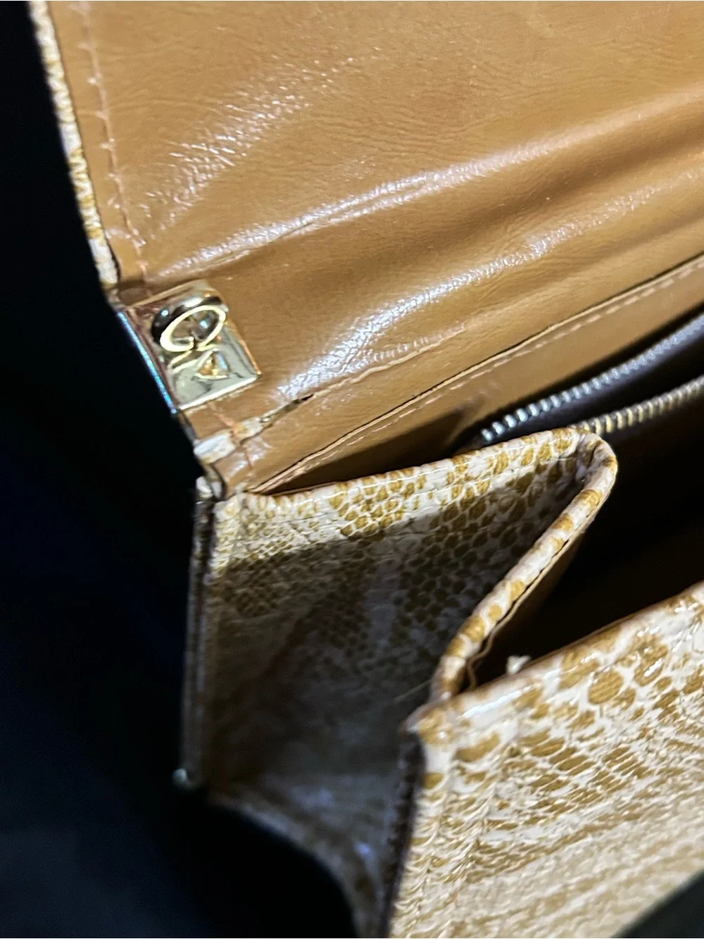 Gold Snakeskin Embossed Women’s Clutch Bag